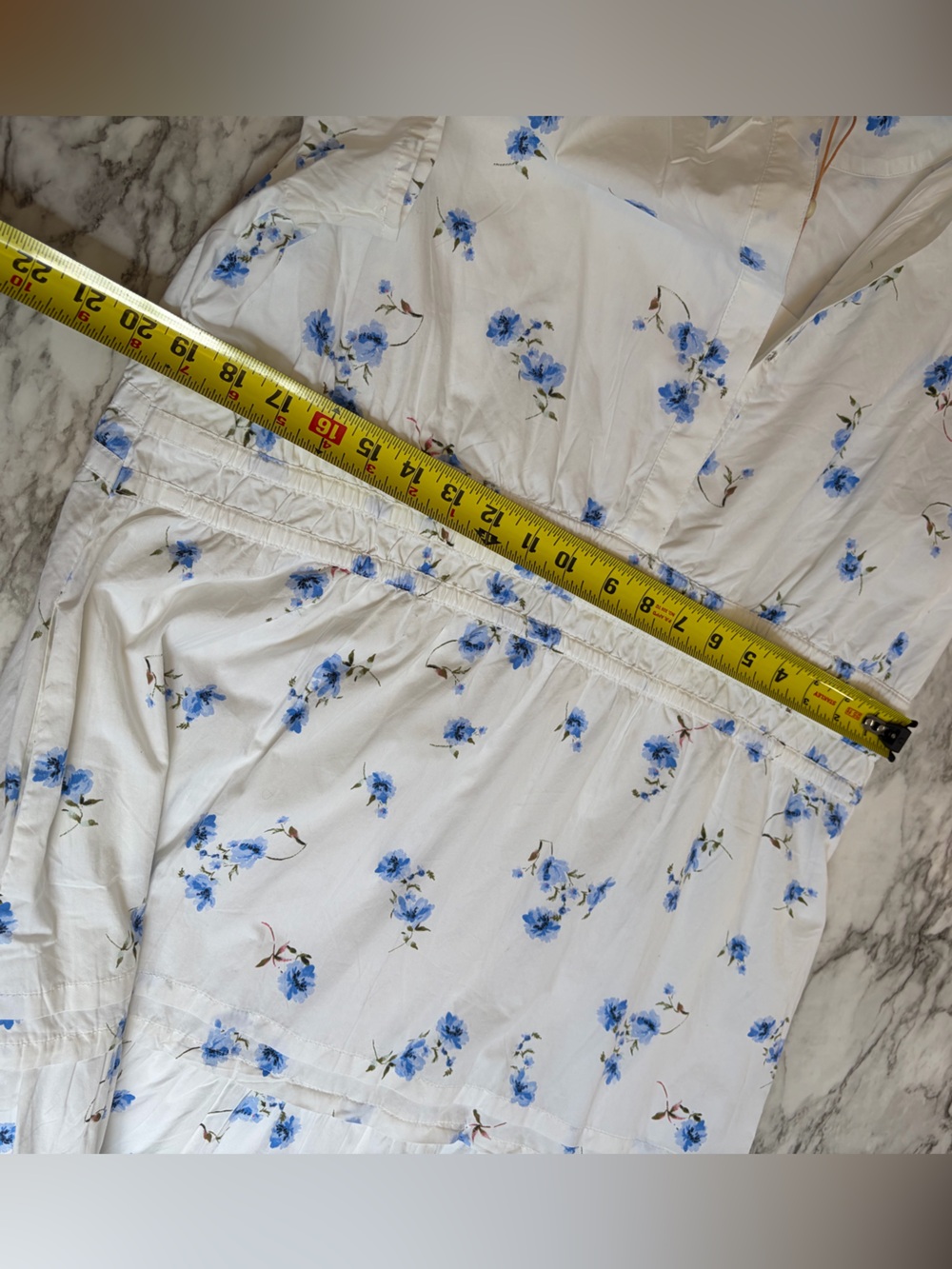 Quince White Maxi Dress with Blue Floral Print 100% organic cotton size XL NWT - Picture 6 of 7